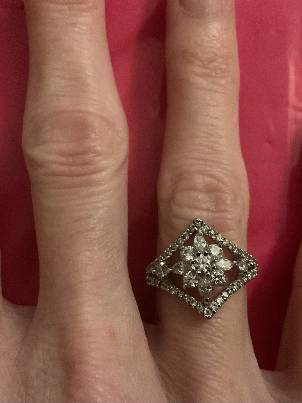 925 SS Art Deco Statement Cocktail Ring | Geometric Halo CZ | JCM | Size 6–6.5 - Picture 9 of 9
